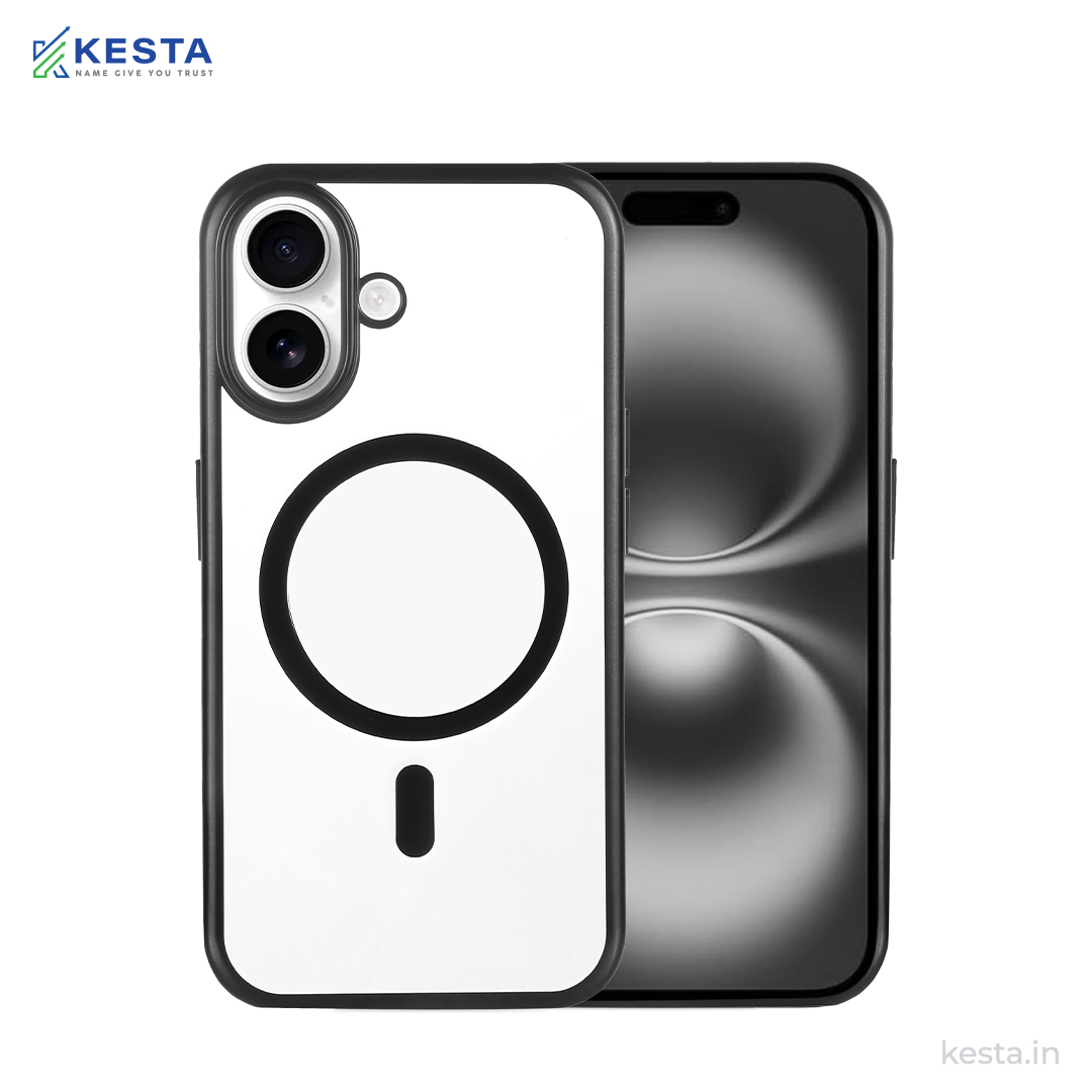 iPhone 16 Cover - Notify Popup Black Transparent Case (Camera Sink Protection & Wireless Charging Optimized)